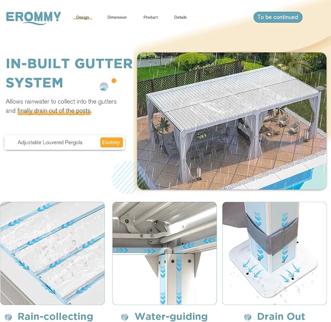 EROMMY Louvered Pergola 12' x 24' Outdoor Hard Top Pergola - Image 4