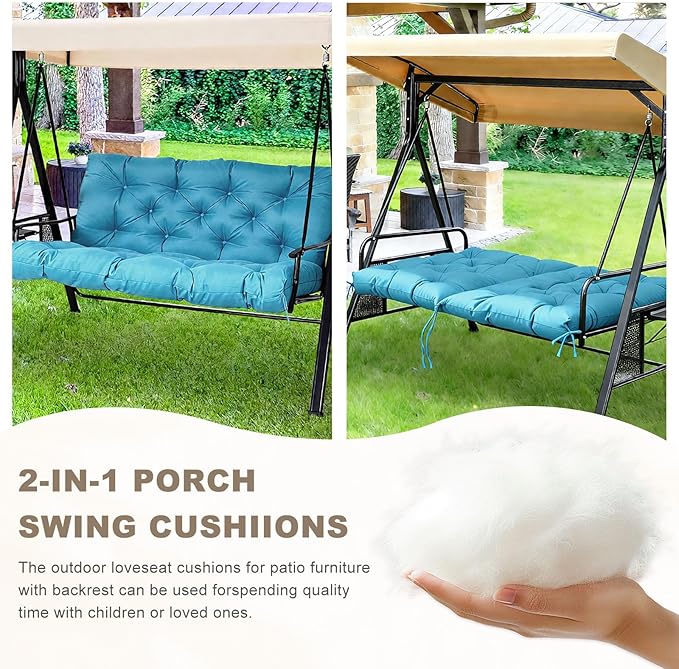 Porch Swing Cushion with Backrest, Waterproof Bench Cushion - Image 4
