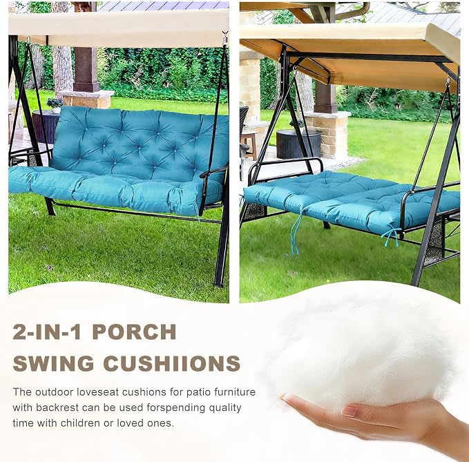 Porch Swing Cushion with Backrest, Waterproof Bench Cushion - Image 4