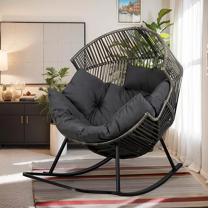 Vongrasig Wicker Egg Chair PE Rattan Rocking Chair by Vongrasig