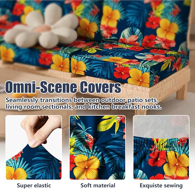 8Pcs Square Small Stretch Patio Cushion Covers, Couch & Sofa Replacement - Image 4