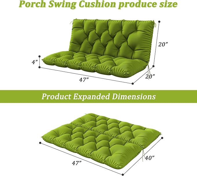 Porch Swing Cushion with Backrest 2-3 Seater Outdoor Bench Cushions Waterproof - Image 2