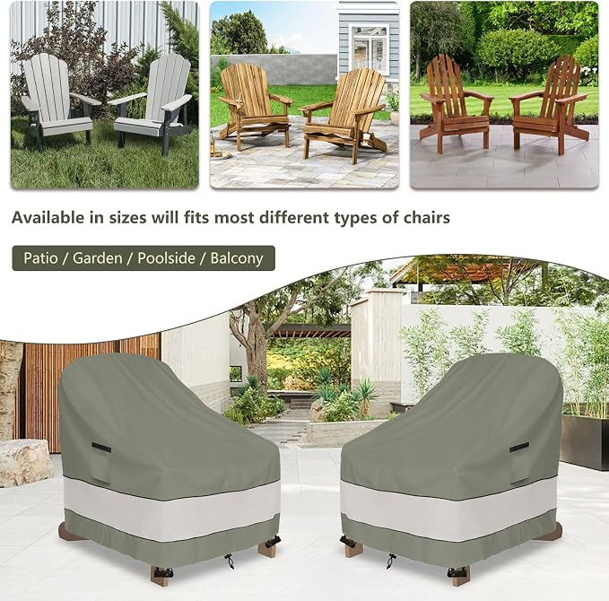 Outdoor Adirondack Chair Cover 2 Pack, Waterproof 100% Patio Chair Covers - Image 5