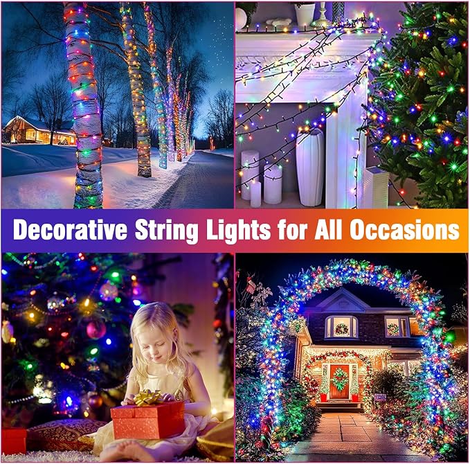 Nisocy 200 LED 4 Color Christmas String Lights, 8 Modes Plug in Christmas Tree - Image 4