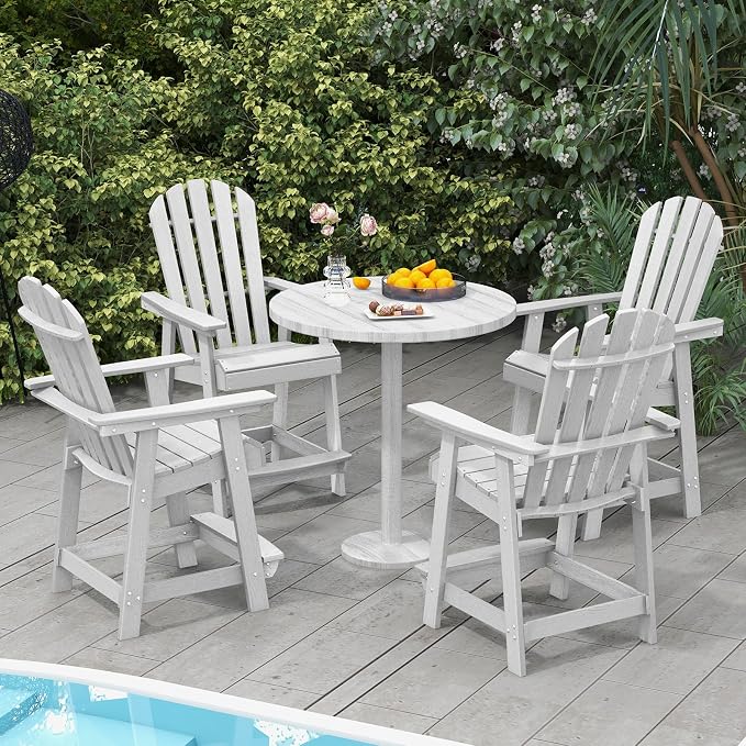 Tangkula Outdoor Bar Stool, HDPE Tall Adirondack Chair - Image 5