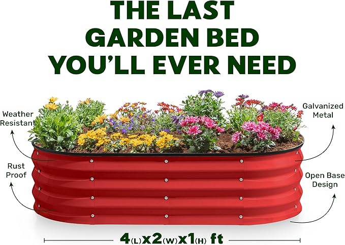 Plant & Plot Galvanized Raised Garden Beds Outdoor // 4×2×1 ft Planter Raised - Image 4