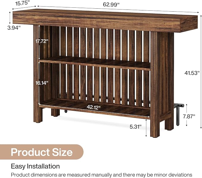 Tribesigns Large 2-Tier Bar Table, 63-Inch Mini Pub Table - Image 2