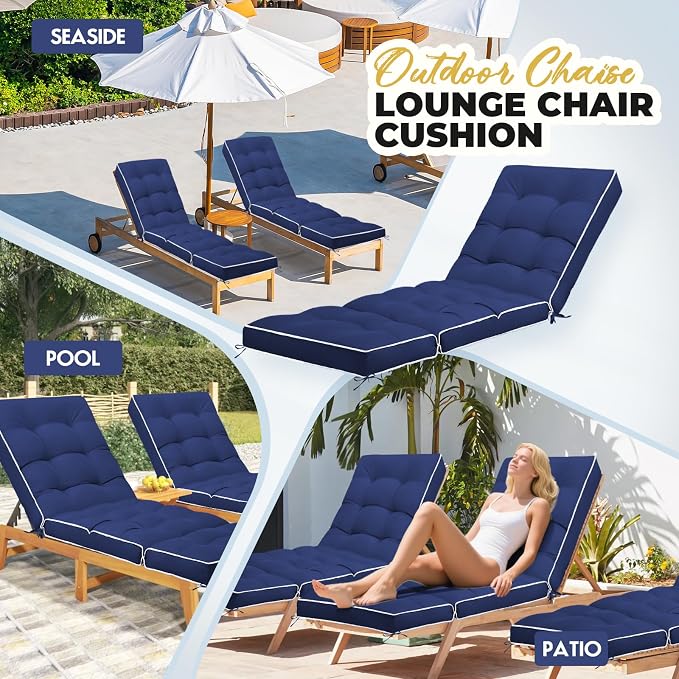 Outdoor Chaise Lounge Chair Cushion, Non-Slip Patio Chaise Lounge Cushions - Image 7