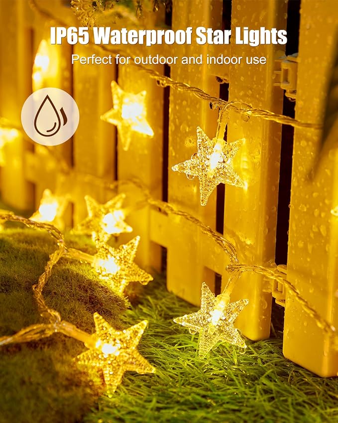 Minetom Star String Lights Plug in - 66 ft 200 LED Star Fairy String Lights - Image 5