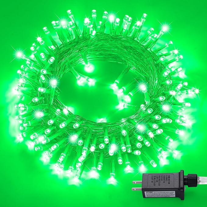 JMEXSUSS Green Christmas Lights Indoor Plug in, 150 LED Connectable String by JMEXSUSS