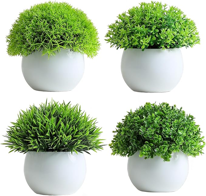 Fake Plants 4 Packs Artificial Potted Plants Faux Greenery Small Fake Shelf or by Unknown