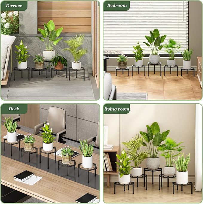 5-Pack Metal Plant Stands, Anti-Rust Iron Flower Pot Stand Plant Pot Shelf - Image 6