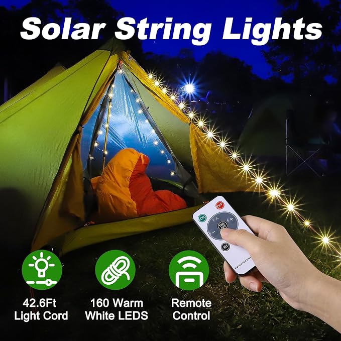 SMY Lighting 4 in 1 Solar Camping String Lights, 42.6Ft Ultra Long String - Image 2