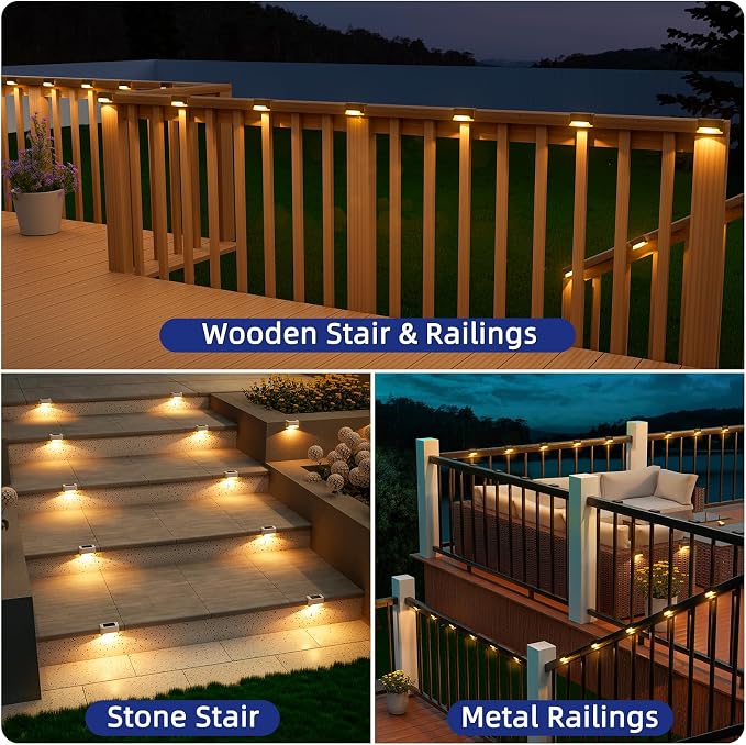 APONUO Solar Deck Lights 24 Pack Black, Solar Lights Outdoor Waterproof - Image 4