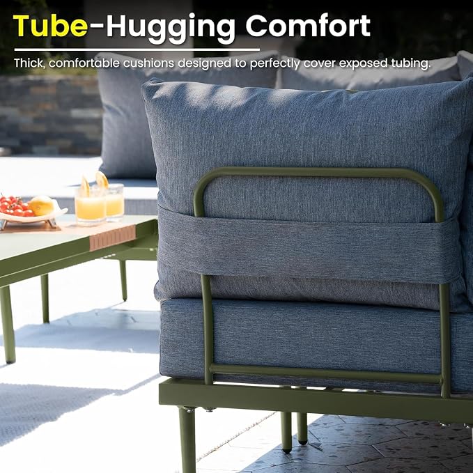 Sundale Outdoor 5 Pieces Patio Furniture Set, Metal Sectional Sofa Patio - Image 5