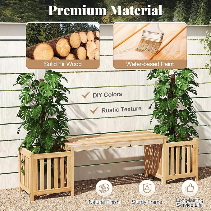 Giantex 2-in-1 Outdoor Bench - Image 6
