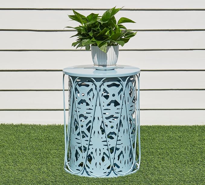 HFHOME Set of 3 Metal Outdoor Side Table, Nesting Round Coffee Table - Image 5