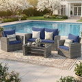 Wisteria Lane 4 Piece Patio Furniture Set, Wicker Outdoor Patio Conversation by WisteriaLane