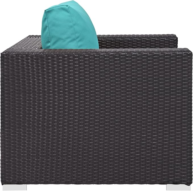 Modway Convene Wicker Rattan Outdoor Patio Armchair in Espresso Turquoise - Image 5