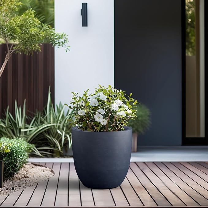 Kante 18 Inch Dia Round Concrete Planter, Indoor Outdoor Large Plant Pot - Image 5