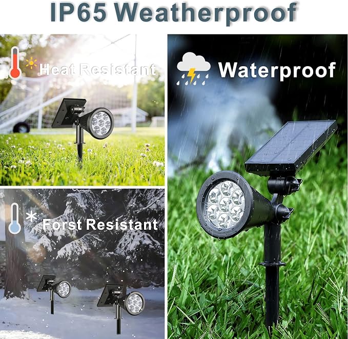 Solar Spotlights Outdoor, Bright 7-LED Landscape Spot Lights, Dusk-to-Dawn - Image 6
