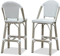 PURPLE LEAF French Bar Stools Set of 2 Champagne Print Finish Outdoor Bar Stools by PURPLELEAF