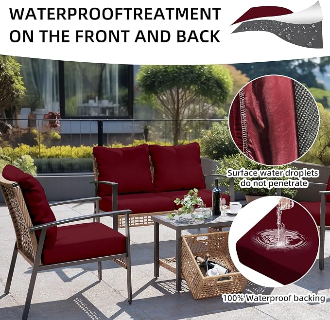 14Pcs Outdoor Cushion Covers, Patio Cushion Covers, Stretch Elastic Slipcovers - Image 4
