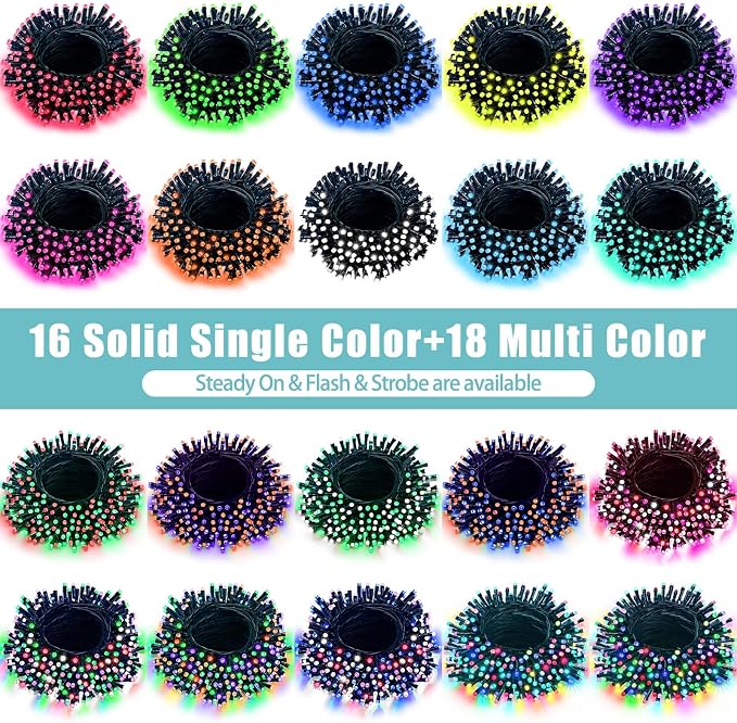 LitHome 100 LED Solar Christmas String Lights Outdoor, 33FT 34Colors Changing - Image 4