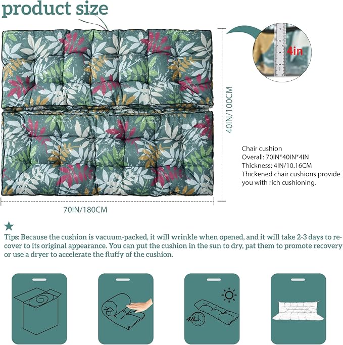 Outside Benches Cushion with Backrest, Thicken Waterproof Swing Cushions 2/3 - Image 5