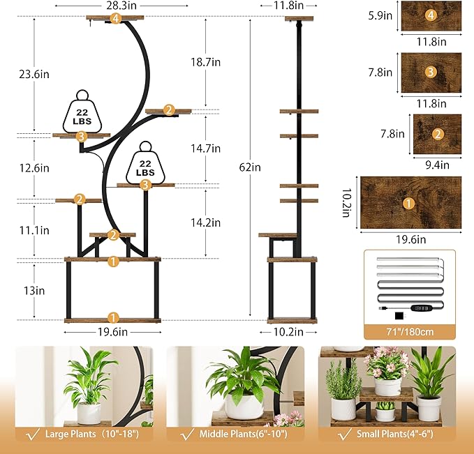 Plant Stand Indoor with Grow Lights - Image 6