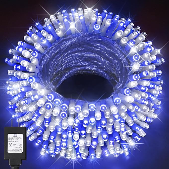 KNONEW Outdoor Christmas Lights 500 LED 197ft String Lights 8 Modes & Memory by KNONEW