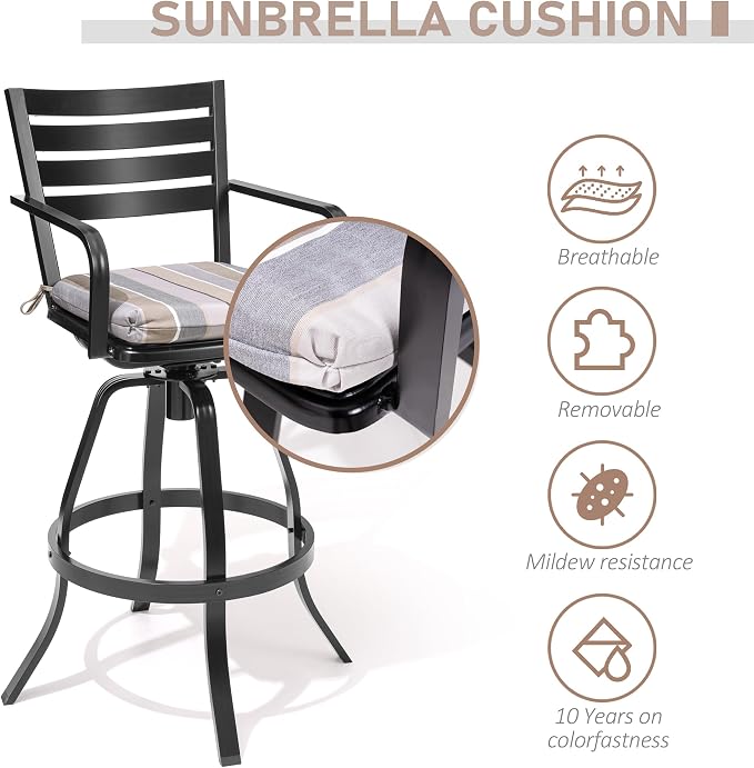 Pellebant Outdoor Bar Stools Set of 4 - Image 6