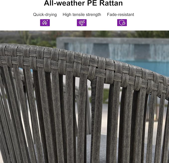 PURPLE LEAF Outdoor Counter Height Bar Stools Set of 2 Patio Metal Modern - Image 3