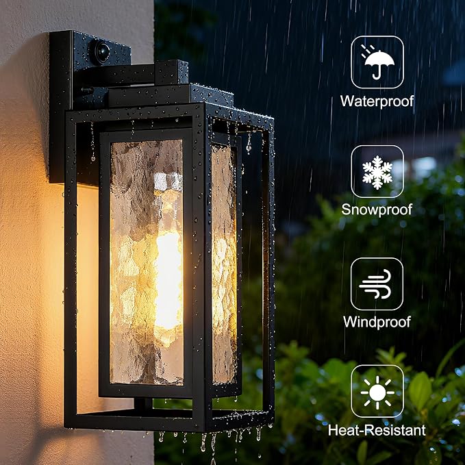 WIHTU Motion Sensor Exterior Porch Light Fixtures, Water Ripple Outdoor Wall - Image 4