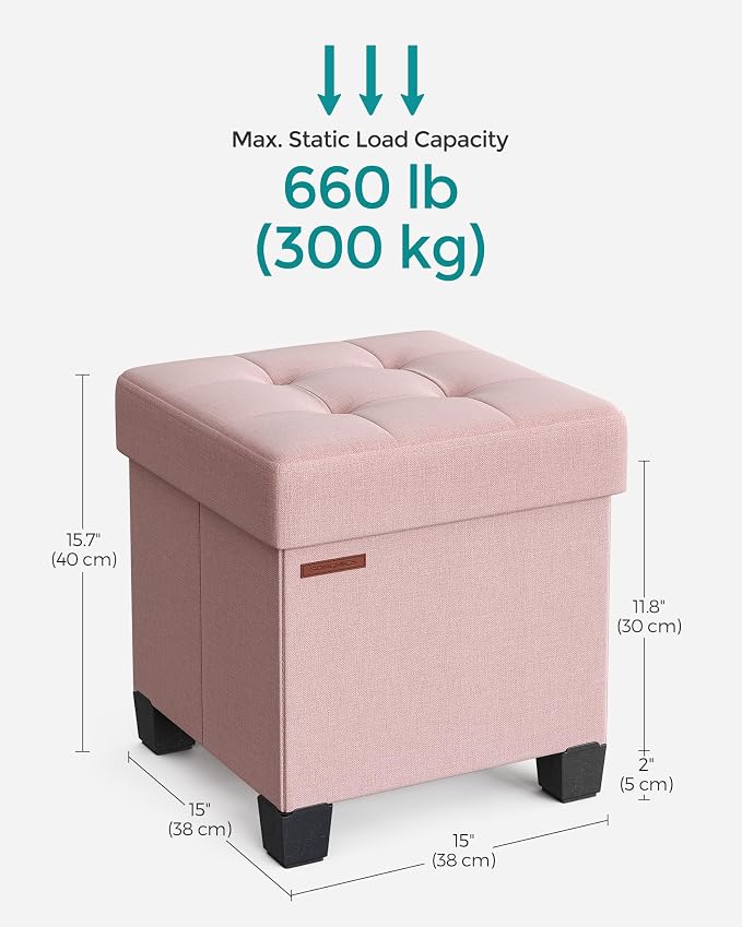SONGMICS Storage Ottoman, Small Ottoman Foot Rest - Image 2