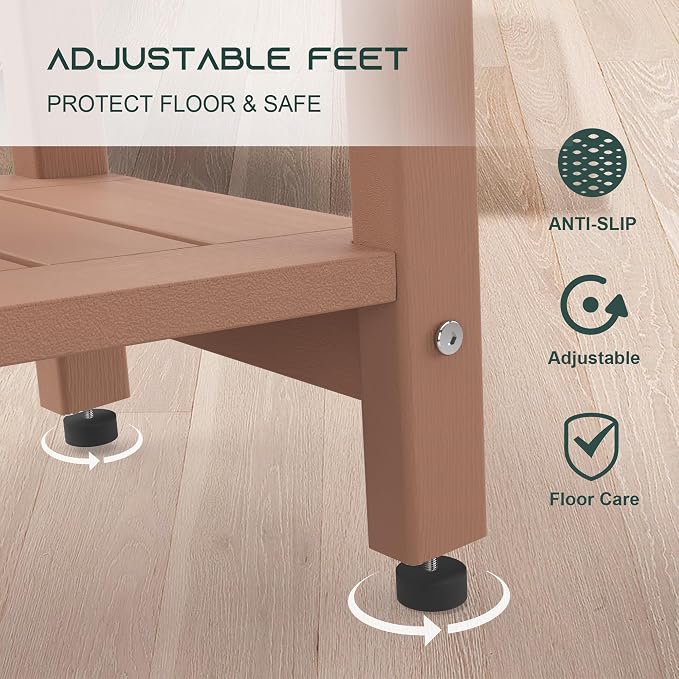 Shower Bench for Inside Shower, Teak Brown HDPE Shower Stool Waterproof - Image 5