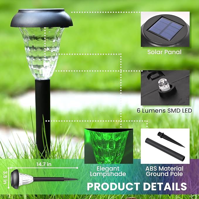 Solar Pathway Lights Outdoor Waterproof 12 Pack Color Changing Garden Light - Image 6