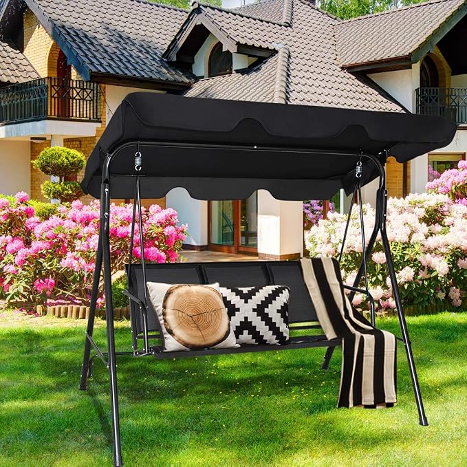 TANGKULA 3 Person Patio Swing, Steel Frame - Image 3