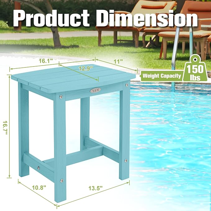 Y&M Outdoor Side Table, HIPS Adirondack Small Single Table, Waterproof Square - Image 3