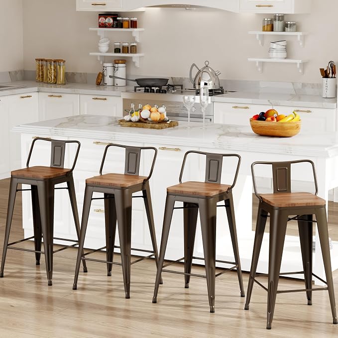Changjie Furniture 30 Inch Bar Stools Set of 4 Industrial Metal Barstools Bar by ALISH