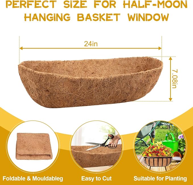 Riare 2 Pack 24 Inch Trough Coco Coir Liners - Image 2