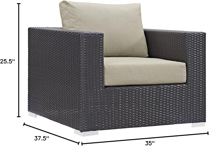 Modway Convene Wicker Rattan Outdoor Patio Armchair in Espresso Beige - Image 3