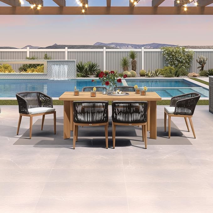 PURPLE LEAF 7 Pieces Outdoor Dining Set Patio Table and Chairs Set Aluminum by PURPLELEAF