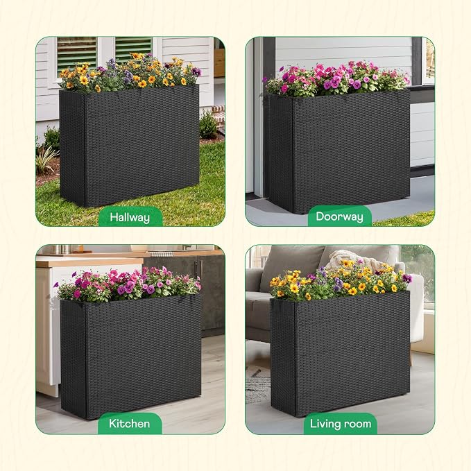 IDZO All Weather Wicker Planter Raised Garden Bed, 24 in Tall Round Rattan - Image 6
