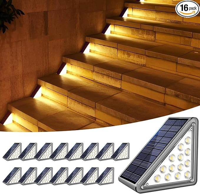 Solar Step Lights Outdoor Stair Light, Deck Lights Outdoor Powered IP65 by JEJOT
