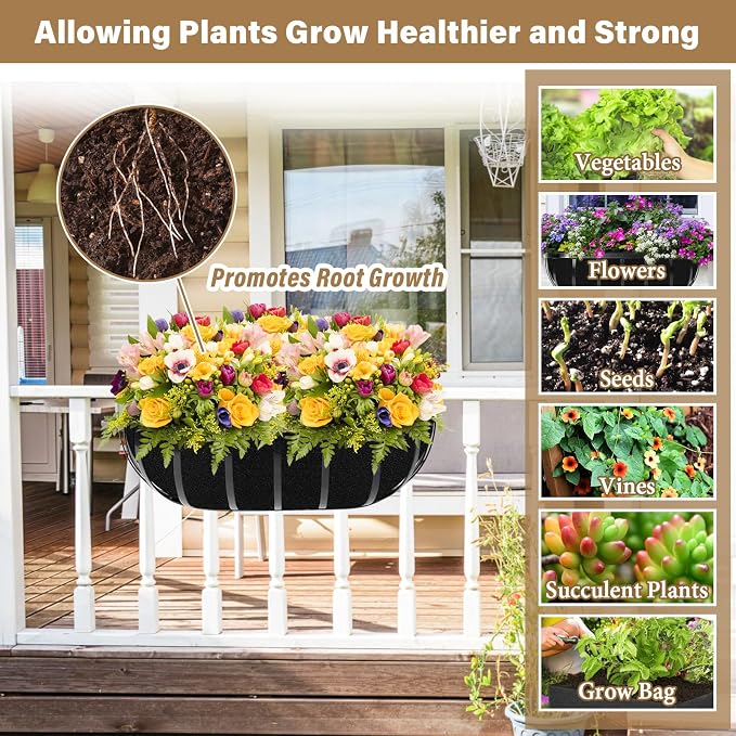 Riare 4 Pack 30 Inch Black Felt Window Box Liners- Fabric Trough Planter Basket - Image 6