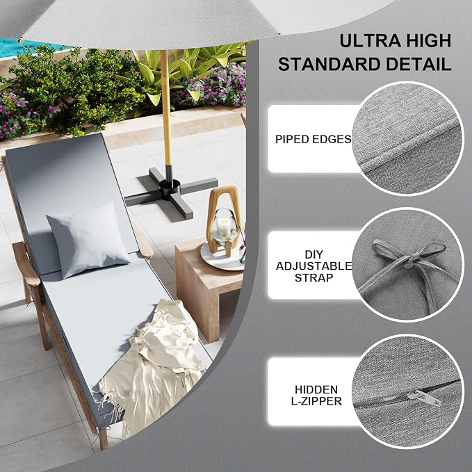 Outdoor Water-Resistant Olefin Chaise Lounge Cushions - Image 7