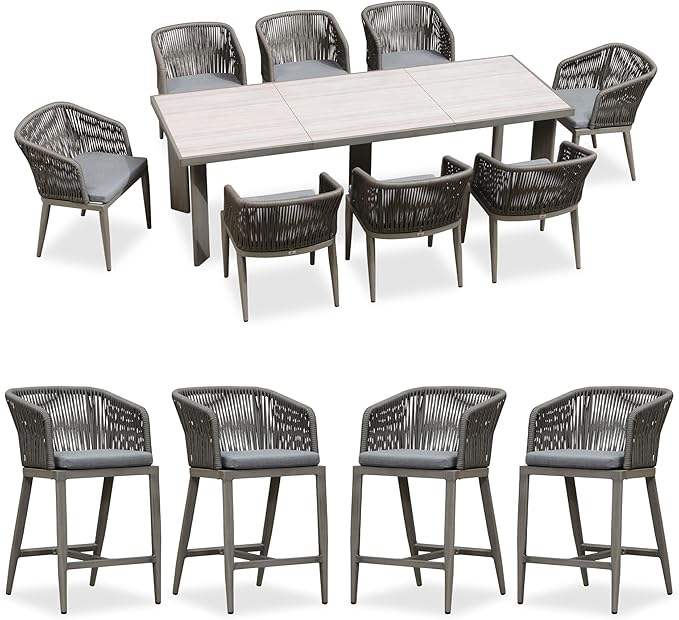 PURPLE LEAF 9 Pieces Outdoor Dining Set Patio Table and Chairs Set Aluminum by PURPLELEAF