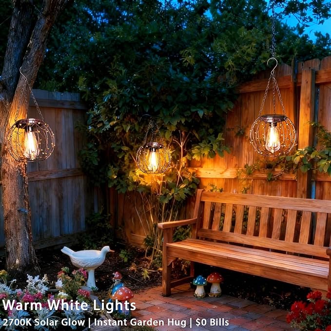 Hanging Solar Lanterns, Solar Lights Outdoor Waterpoof, Solar Chandelier - Image 5