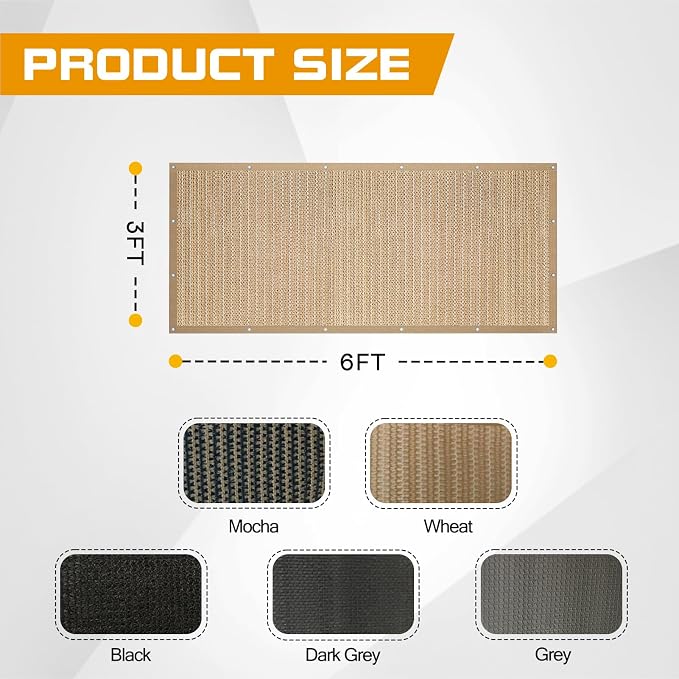 3'x 6' Sun Shade Cloth, Sand Outdoor Pergola Shade Cover - Image 2